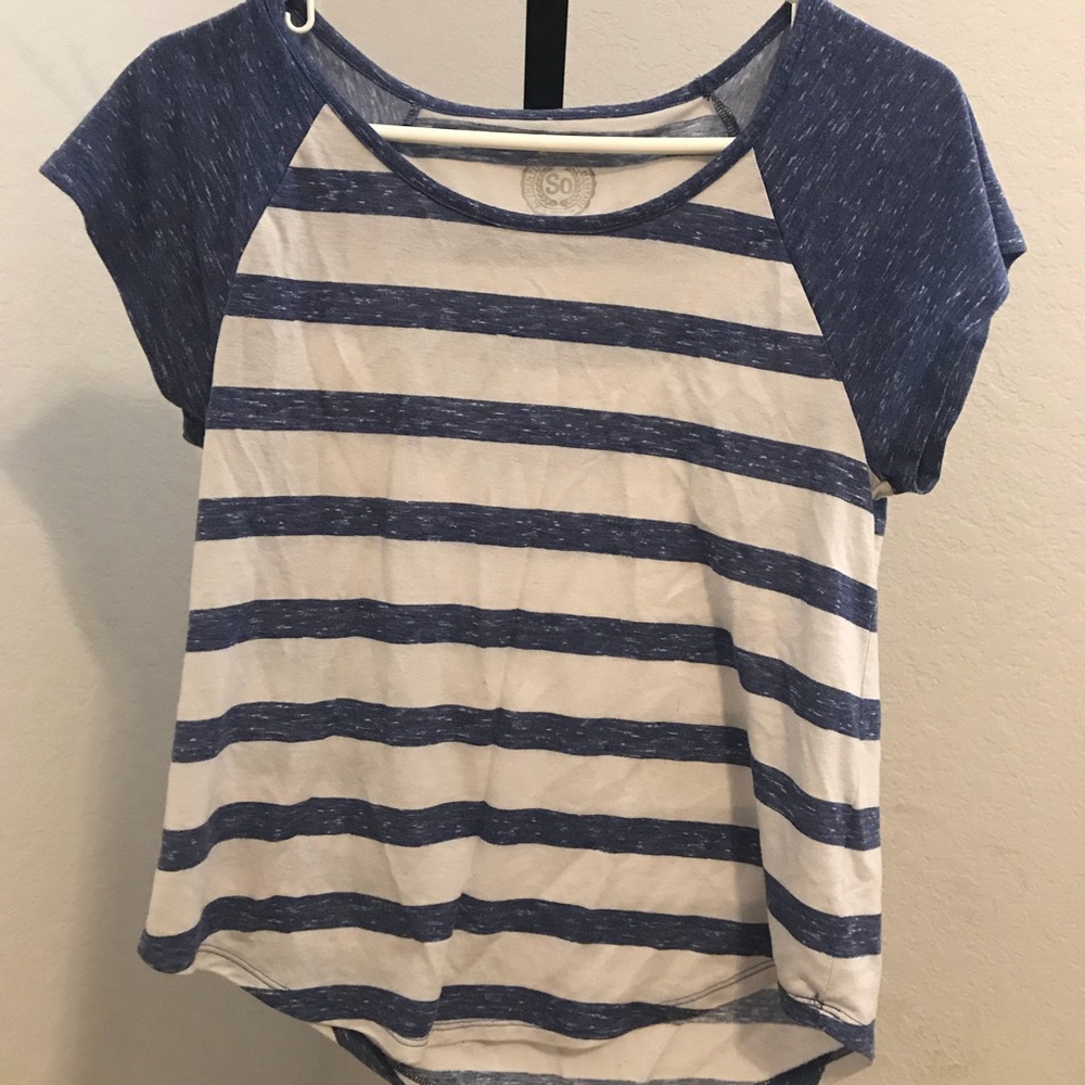 blue and white striped shirt